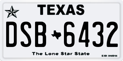 TX license plate DSB6432
