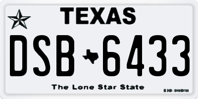 TX license plate DSB6433