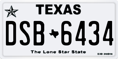 TX license plate DSB6434