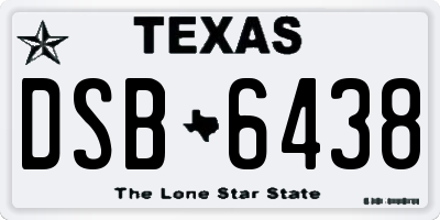 TX license plate DSB6438