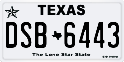 TX license plate DSB6443