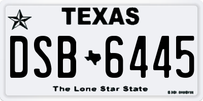 TX license plate DSB6445