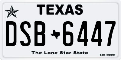 TX license plate DSB6447