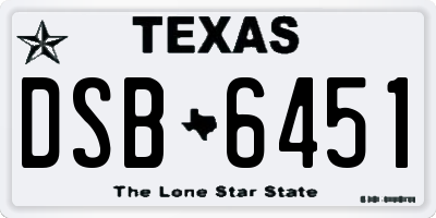 TX license plate DSB6451