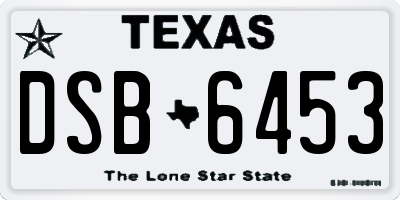 TX license plate DSB6453