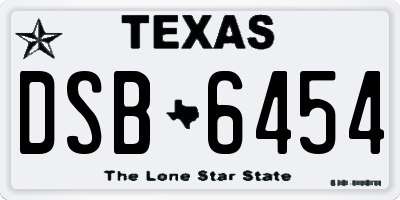 TX license plate DSB6454