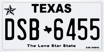 TX license plate DSB6455