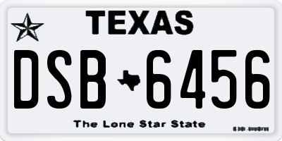 TX license plate DSB6456