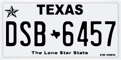 TX license plate DSB6457