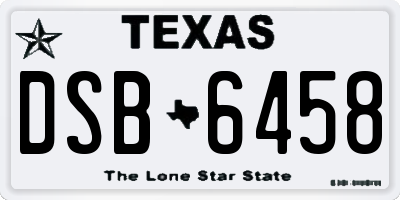 TX license plate DSB6458