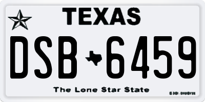 TX license plate DSB6459