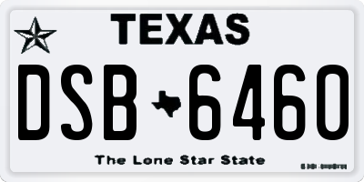 TX license plate DSB6460