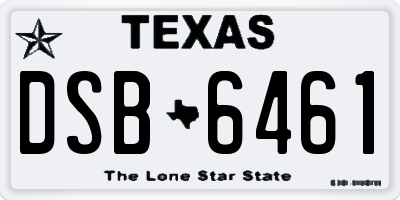TX license plate DSB6461