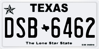 TX license plate DSB6462
