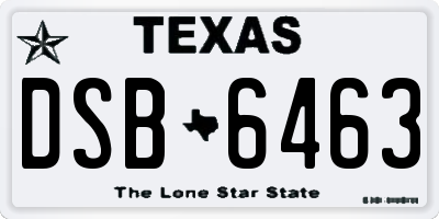 TX license plate DSB6463