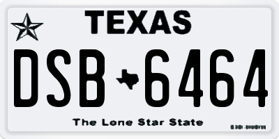 TX license plate DSB6464