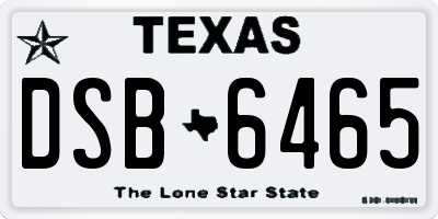 TX license plate DSB6465