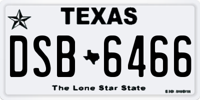 TX license plate DSB6466