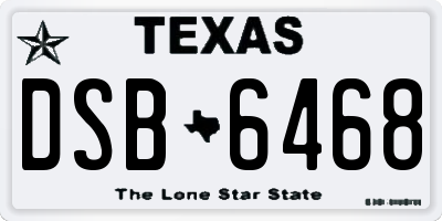TX license plate DSB6468