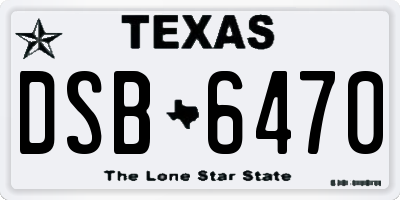 TX license plate DSB6470
