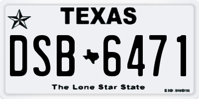 TX license plate DSB6471