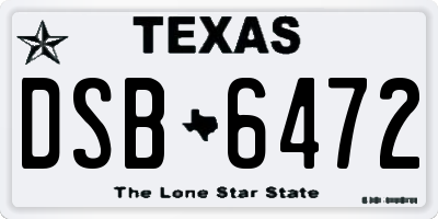 TX license plate DSB6472