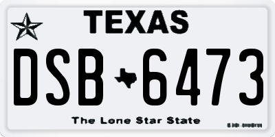 TX license plate DSB6473