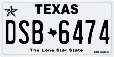TX license plate DSB6474