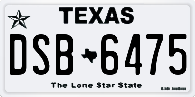 TX license plate DSB6475