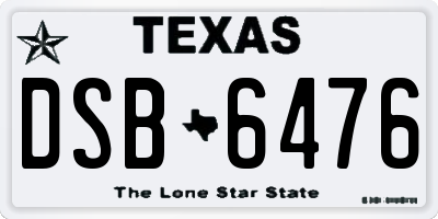 TX license plate DSB6476