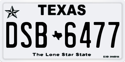TX license plate DSB6477