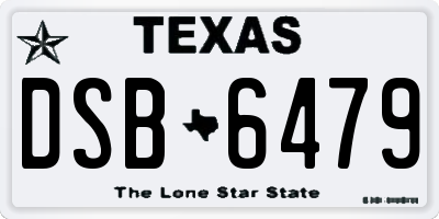 TX license plate DSB6479