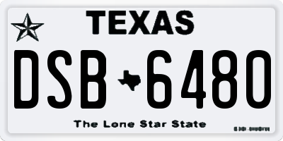TX license plate DSB6480