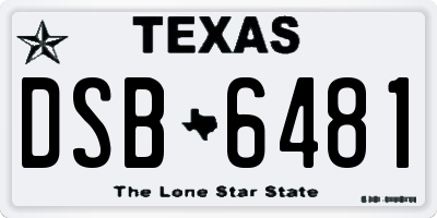 TX license plate DSB6481
