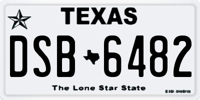 TX license plate DSB6482