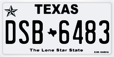 TX license plate DSB6483