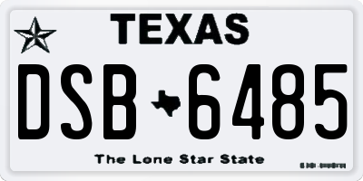 TX license plate DSB6485