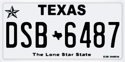 TX license plate DSB6487