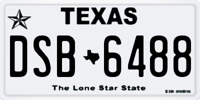 TX license plate DSB6488