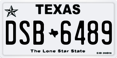 TX license plate DSB6489