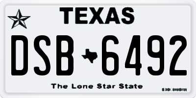 TX license plate DSB6492