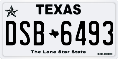 TX license plate DSB6493