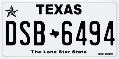 TX license plate DSB6494