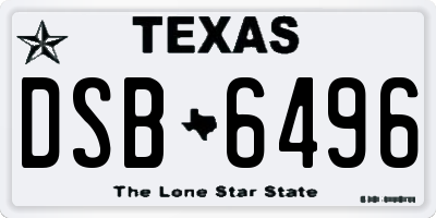TX license plate DSB6496