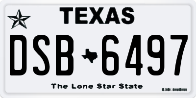 TX license plate DSB6497