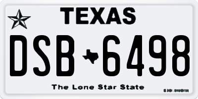 TX license plate DSB6498
