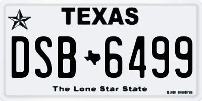 TX license plate DSB6499