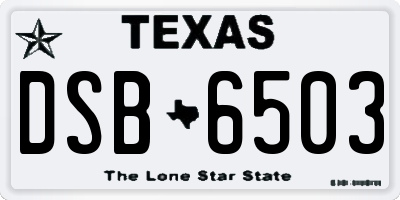 TX license plate DSB6503