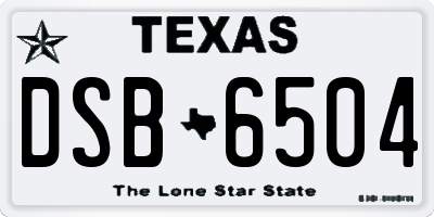 TX license plate DSB6504