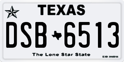 TX license plate DSB6513